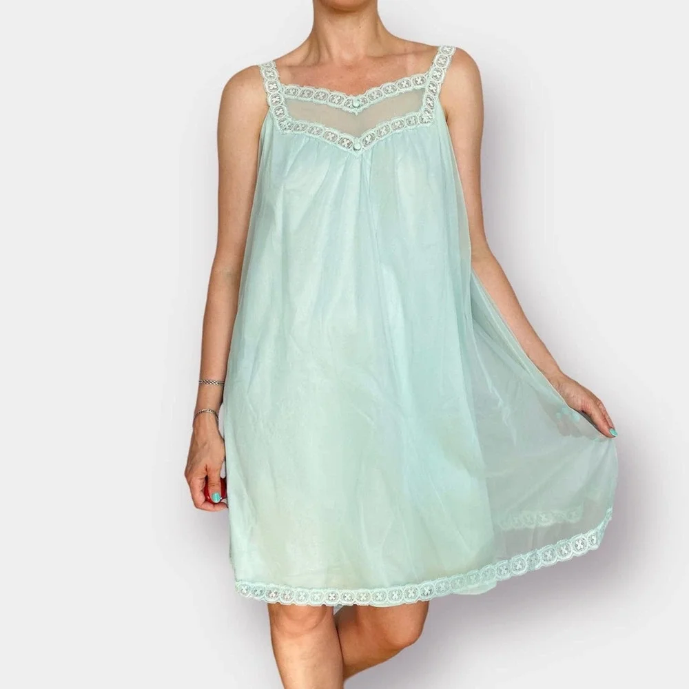 60s Vanity Fair‎ Seafoam Nightgown